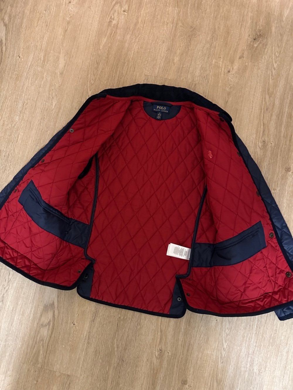 ⚡️ Polo by Ralph Lauren Quilted Navy Puffer Jacket with Corduroy Collar - Picture 7 of 11